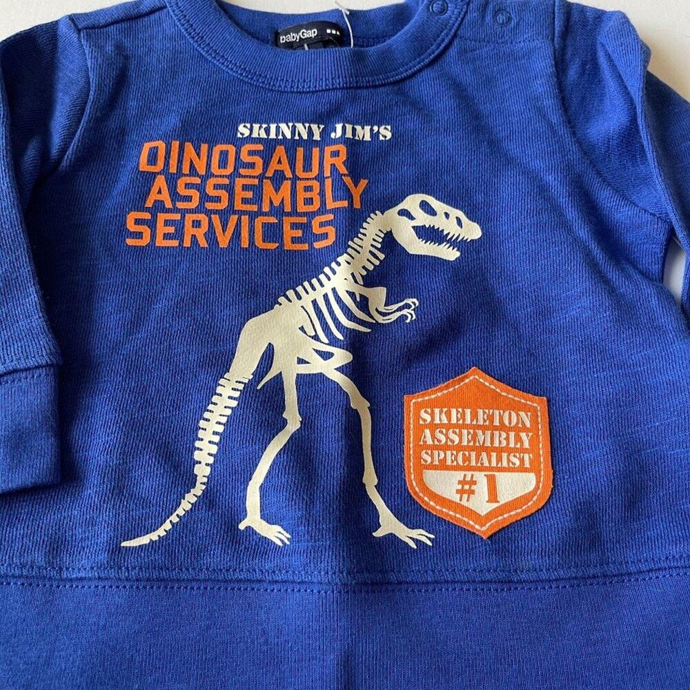 Baby Gap Boys Blue Dinosaur Assembly Skeleton Long 3-6M